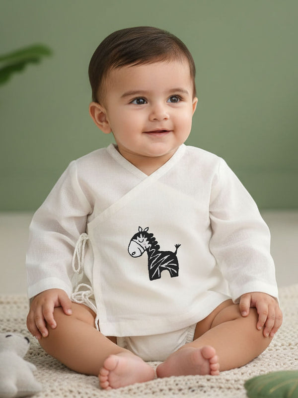 Full Sleeve Embroidered Baby Jabla -Zebra