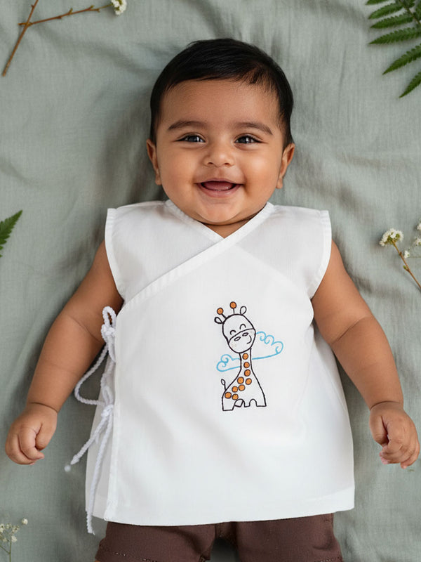 Sleeveless Embroidered Baby Jabla - Giraffe