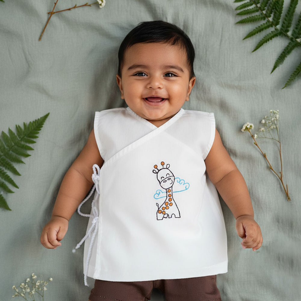 Sleeveless Embroidered Baby Jabla - Giraffe