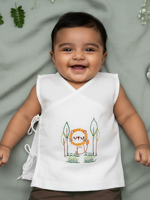 Sleeveless Embroidered Baby Jabla - Lion