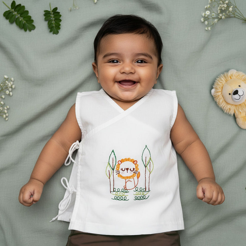 Sleeveless Embroidered Baby Jabla - Lion