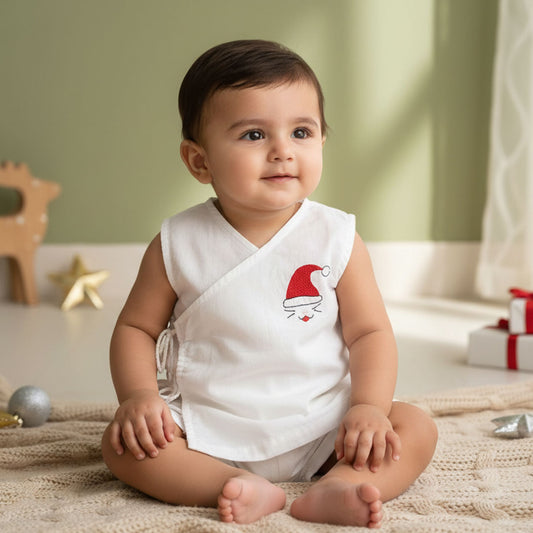 Sleeveless Embroidered Baby Jabla -Merry Cat