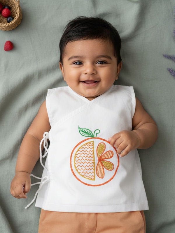 Sleeveless Embroidered Baby Jabla - Orange