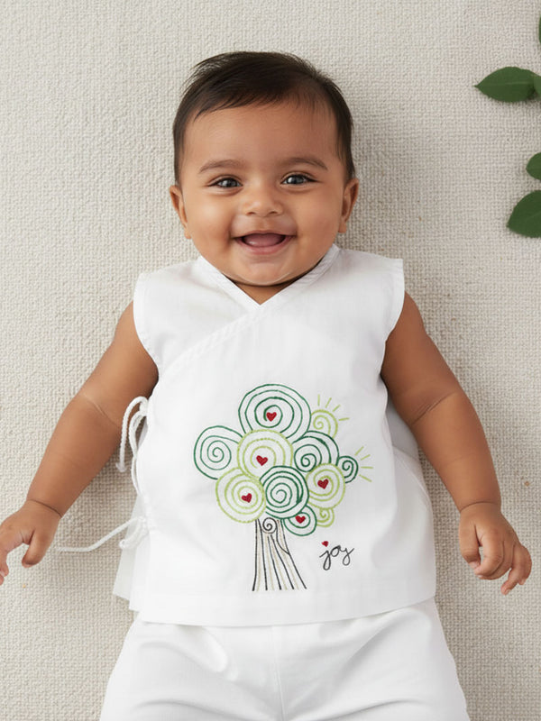 Sleeveless Embroidered Baby Jabla - Tree