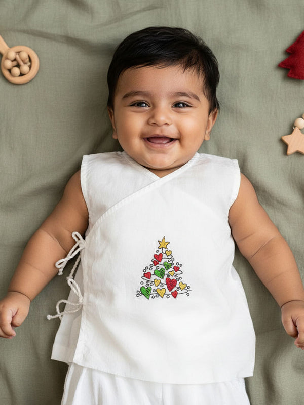 Sleeveless Embroidered Baby Jabla - Xmas Tree