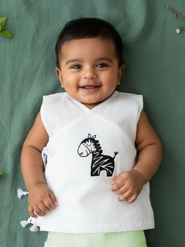Sleeveless Embroidered Baby Jabla - Zebra