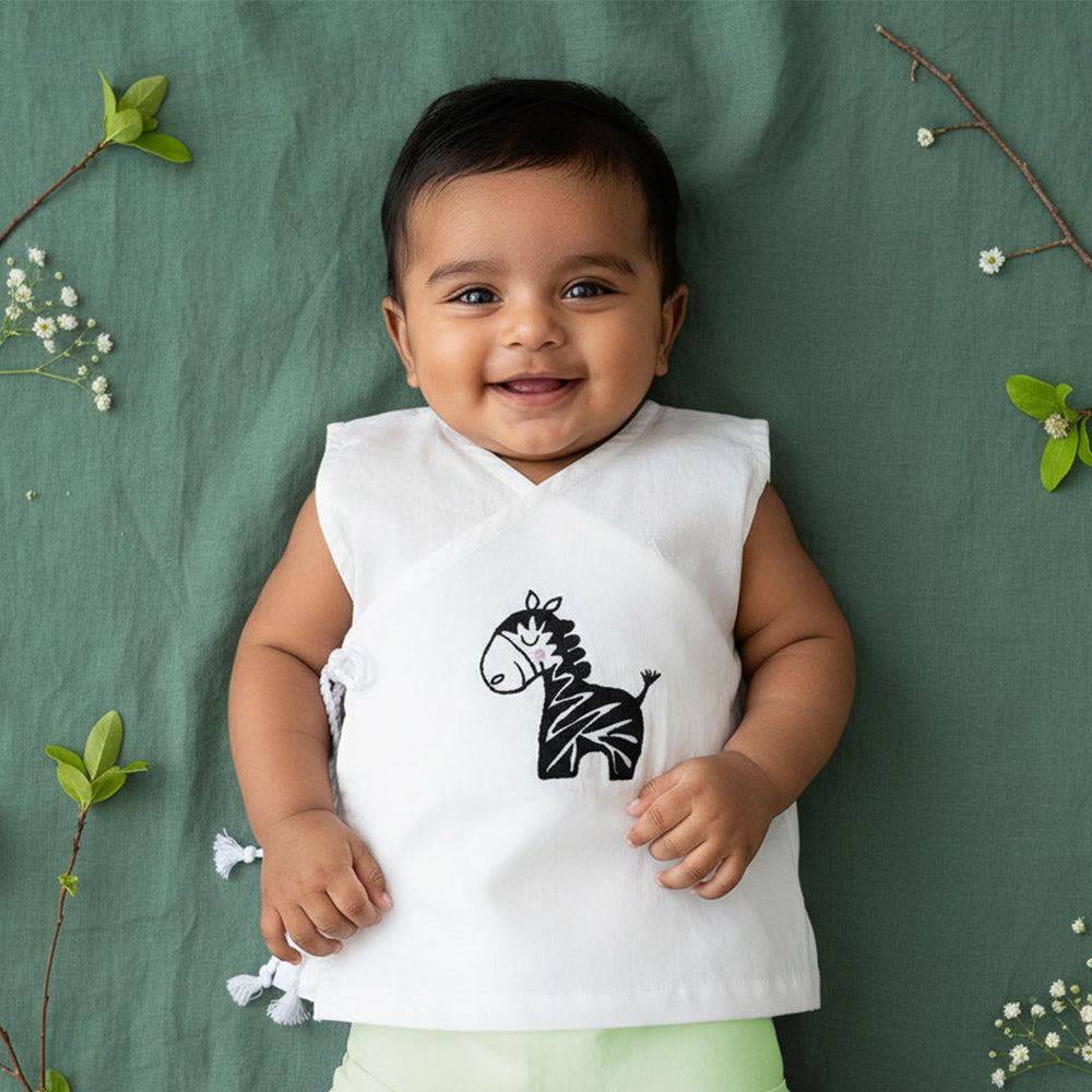 Sleeveless Embroidered Baby Jabla - Zebra