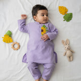 Baby Boy Embroidered Lilac Kurta paired with Pajama Pants - Sunflower