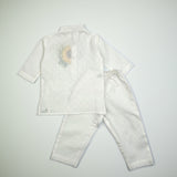 Organic Cotton Sunflower Embroidered White Kurta paired with Pajama Pants