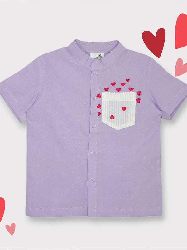 Embroidered Textured Lilac Shirt - Pocketful of Love