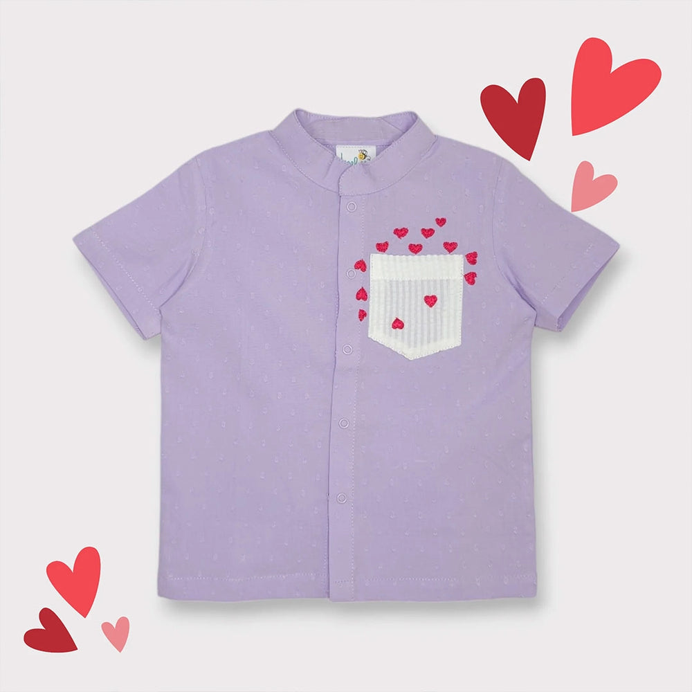 Embroidered Textured Lilac Shirt - Pocketful of Love