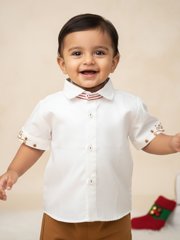 Embroidered Half Sleeve Shirt - Santa's Sleigh
