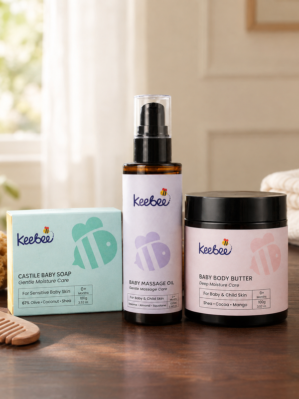 Complete Baby Skincare Routine - Baby Massage Oil, Castile Soap and Body Butter Combo