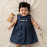 Denim Embroidered Tab Dress