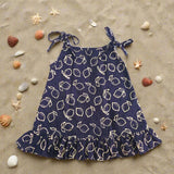 Printed Shoulder Knot Dress - Lemon
