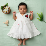 Embroidered Newborn Wrap Dress - Rose