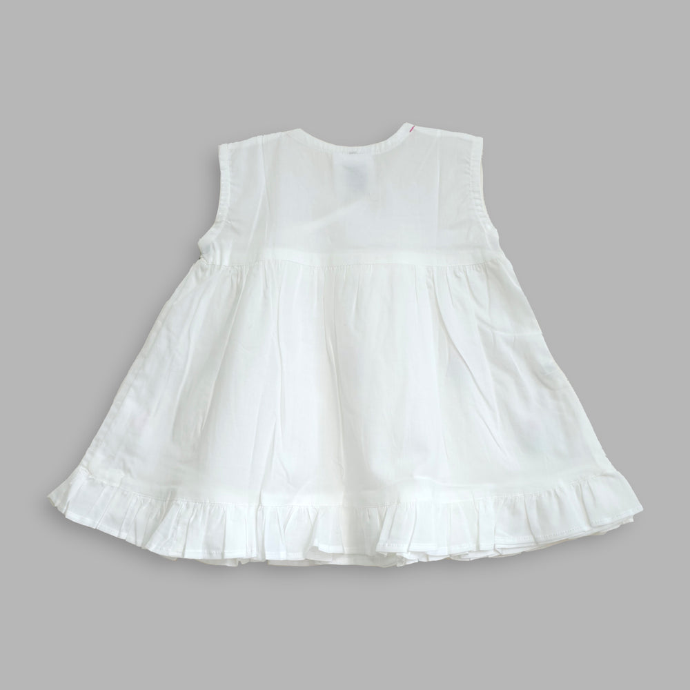 Hand-Embroidered White Dress - Tulips