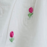 Hand-Embroidered White Dress - Tulips