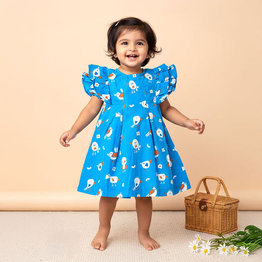 Keebee Organic Cotton Printed Iris Baby Girl Dress