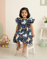 Girls Printed Iris Dress - Unicorns