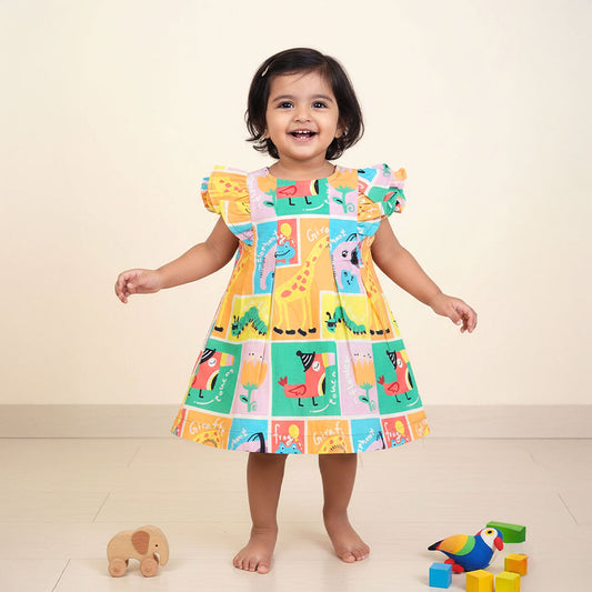 Keebee Organic Cotton Printed Iris Baby Girl Dress