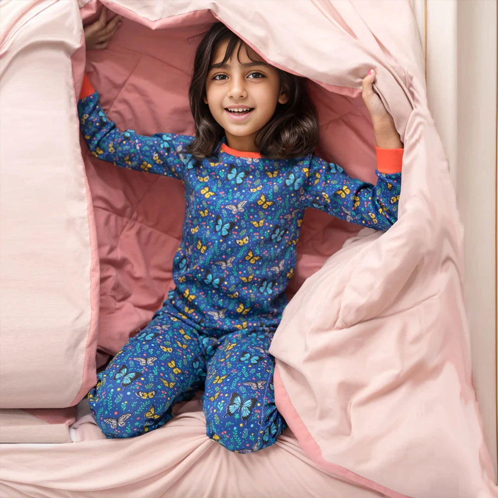 Full Sleeve Lounge Nightsuit PJ Set - Butterfly Garden