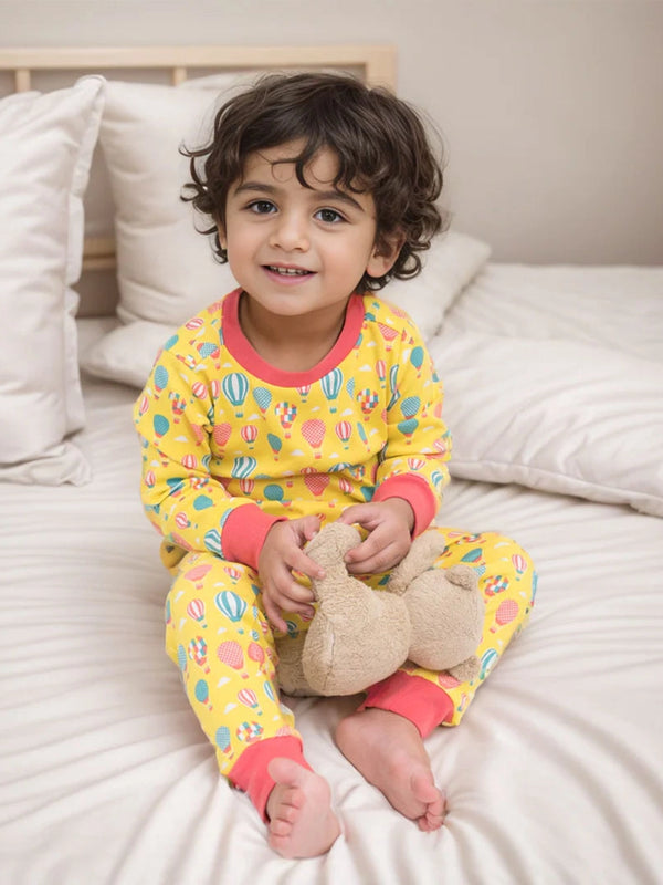 Full Sleeve Lounge Nightsuit PJ Set - Hot Air Balloon