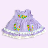Hand Embroidered Lilac Peony Dress