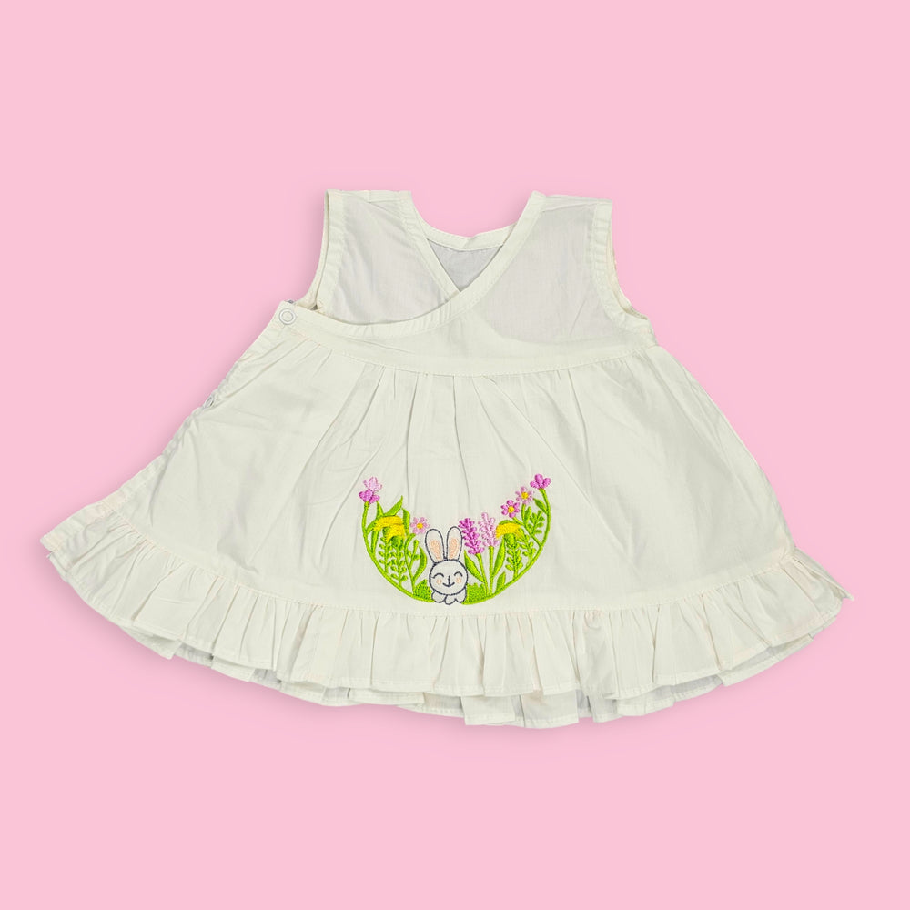 Embroidered Newborn Wrap Dress - Rabbit
