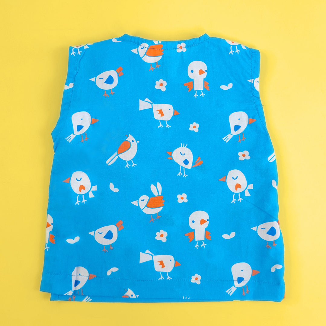 Keebee Organic Cotton Printed Jabla - Blue Birdie