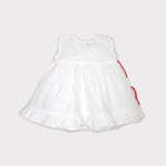 Organic Cotton Embroidered Girls White Jabla / Dress - Hearts