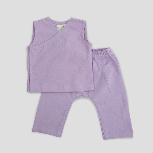 Keebee Organic Cotton Kimono Wrap Style Solid Putta Baby Jabla Set - Lilac