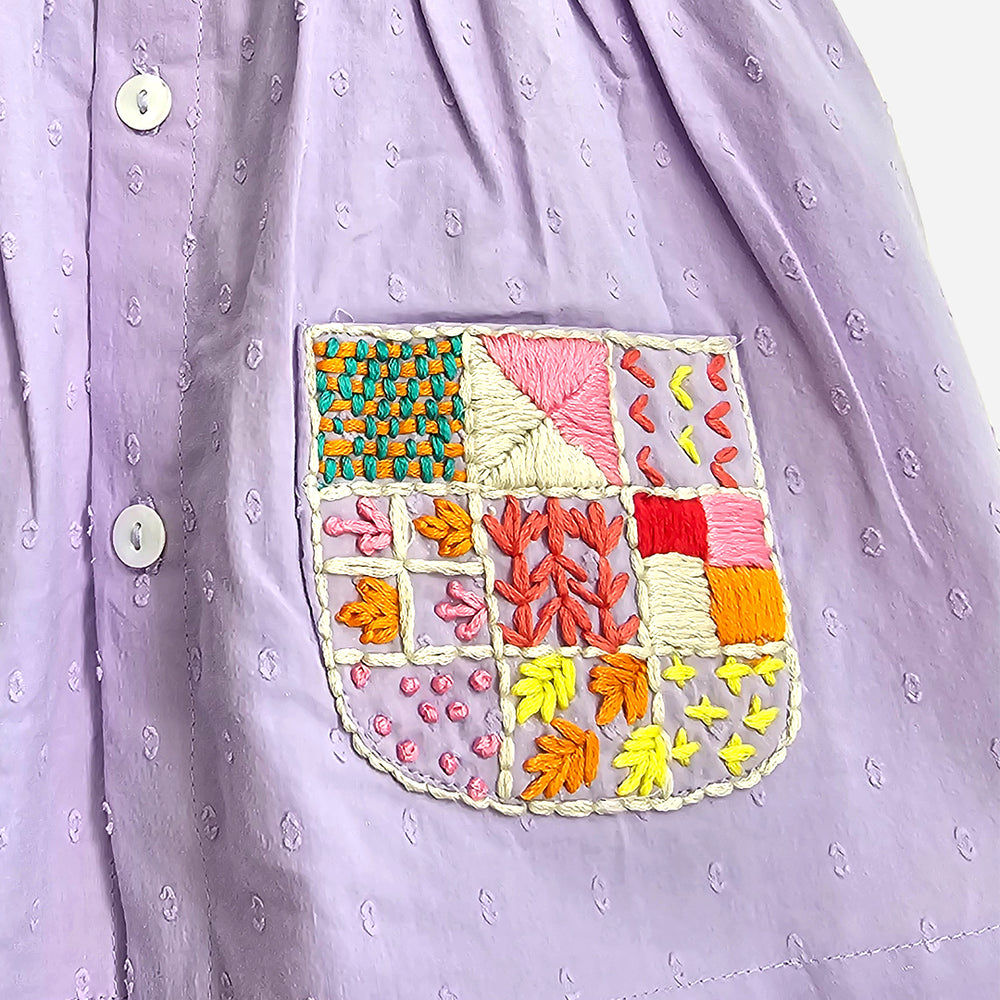 Hand Embroidered Lilac Dress