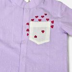 Organic Cotton Embroidered Shirts - Purple Pocket Hearts
