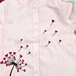 Organic Cotton Embroidered Shirts - Pink Love Dandelion