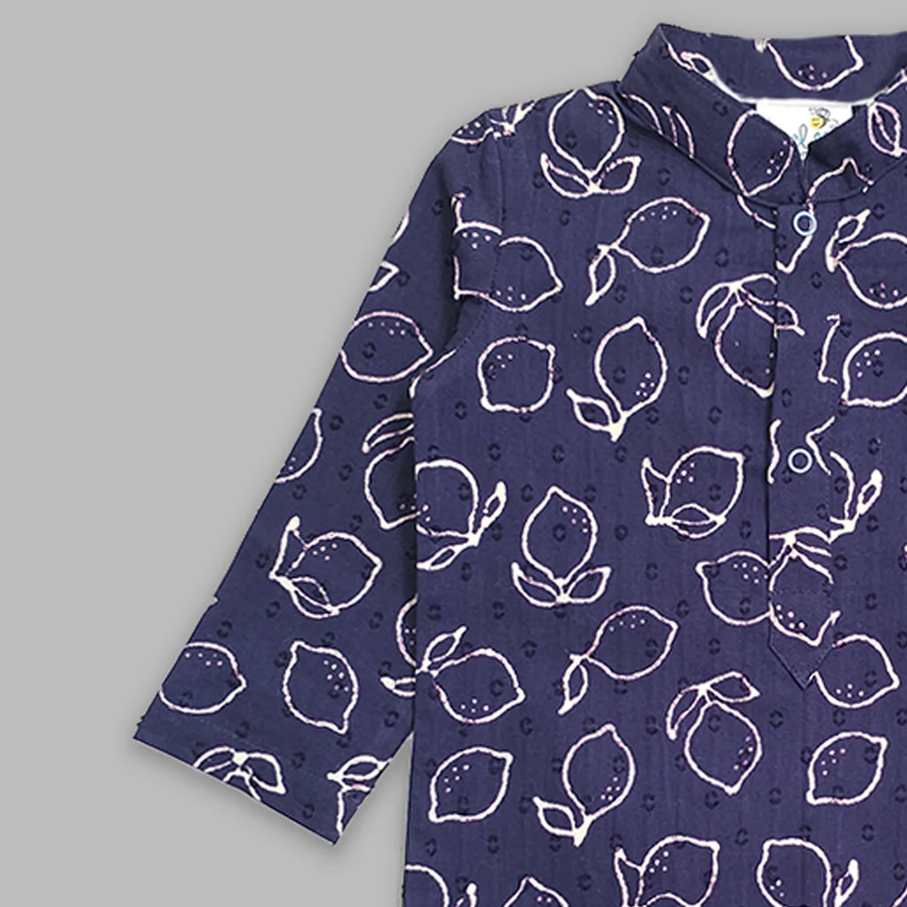 Organic Cotton Embroidered Kurta paired with Pajama Pants - Lemons