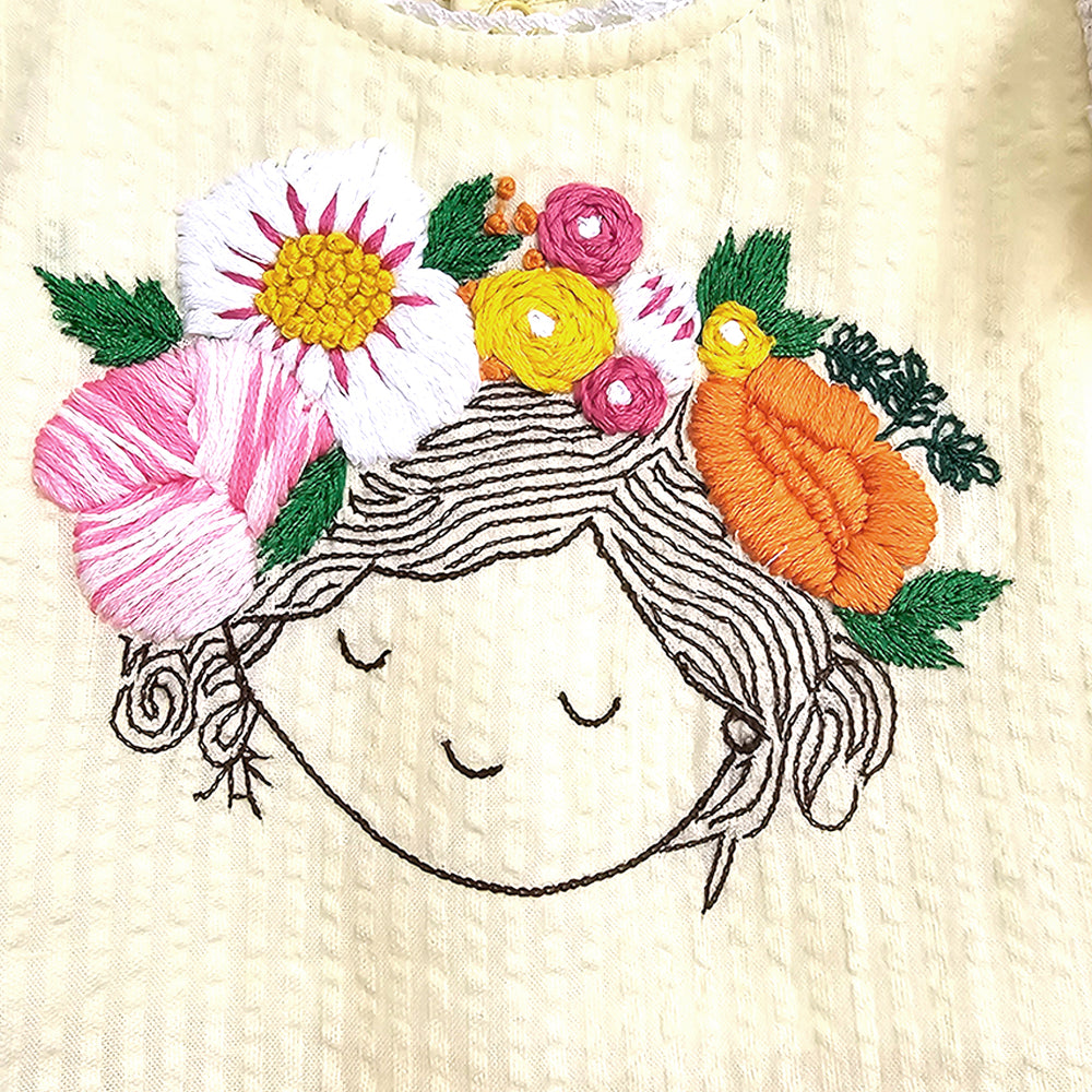Hand Embroidered Yellow Dress - Blossom