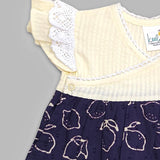 Organic Cotton Embroidered Girls Yellow & Blue Jabla / Dress - Lemons