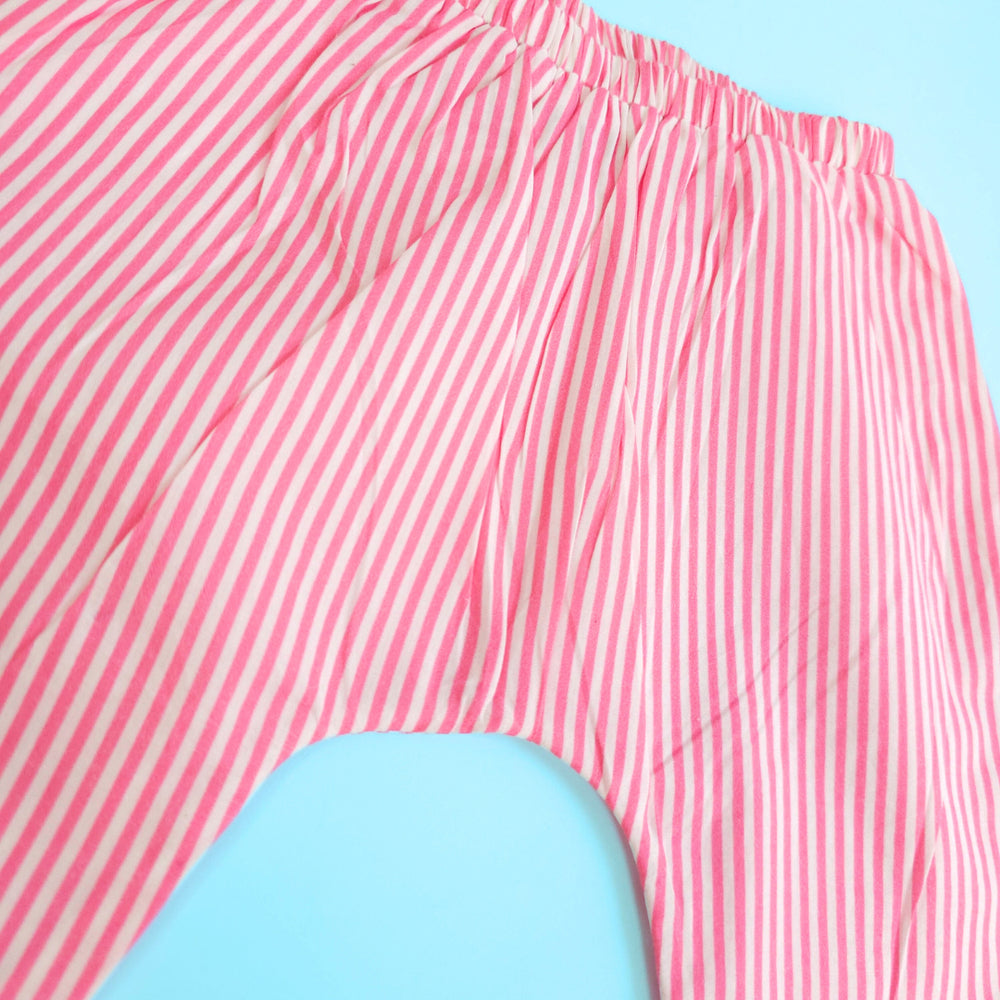 Striped Elastic Waist Baby Diaper Shorts - Pink