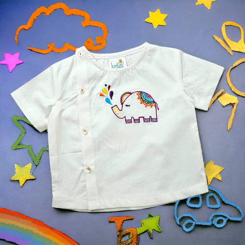 Keebee Organic Cotton Embroidered Shirts - Colorful Elephant