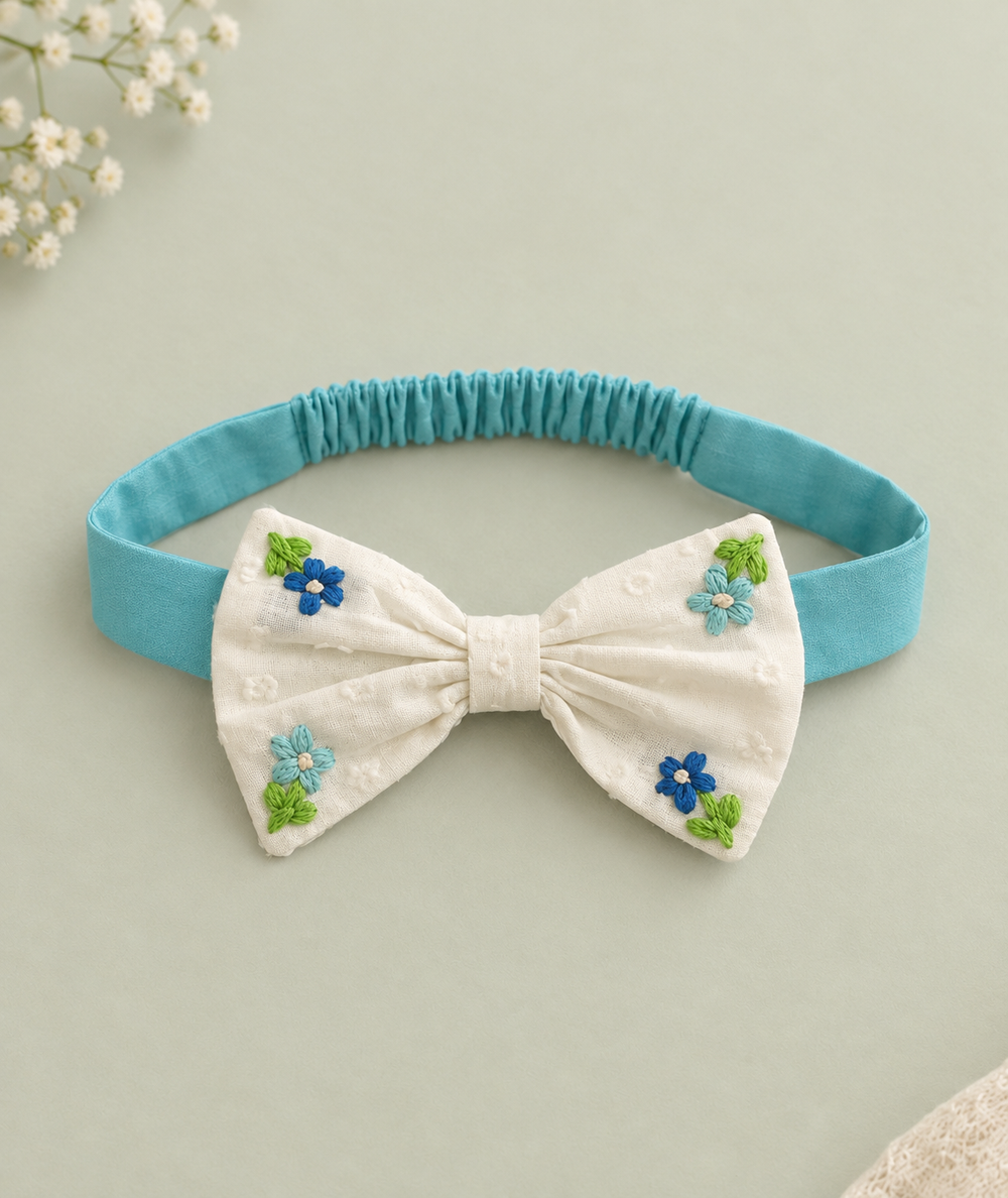 Baby Girl Turquoise Blue and White Wrap Style Lehenga and Accessories Set - Wild Flowers