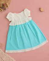 Baby Girl Turquoise Blue and White Wrap Style Lehenga and Accessories Set - Wild Flowers