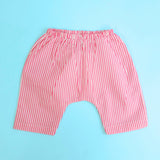 Striped Elastic Waist Baby Diaper Shorts - Pink