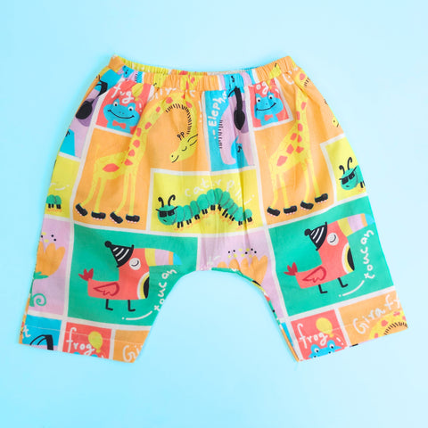 Keebee Organic Cotton Printed Elastic Waist Baby Diaper Shorts - Zoo Crew