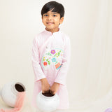 Baby Boy Embroidered Light Pink Kurta paired with Pajama Pants - Blooming Dove