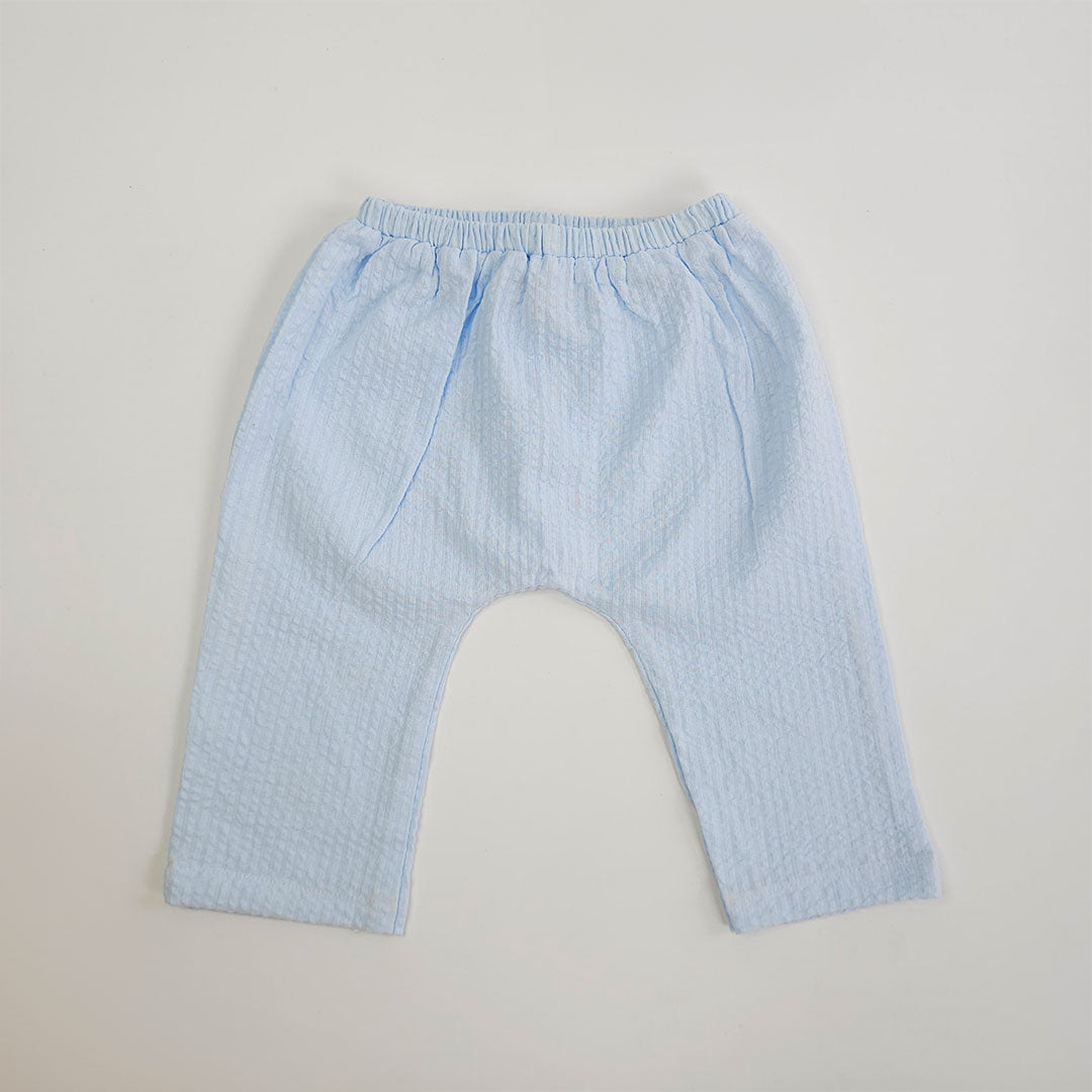 Keebee Organic Cotton Kimono Wrap Style Solid Textured Baby Jabla Set - Baby Blue