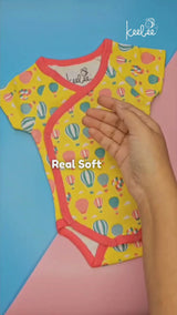Half Sleeve Kimono Onesie Romper - Hot Air Balloons