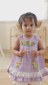 Hand Embroidered Lilac Peony Dress
