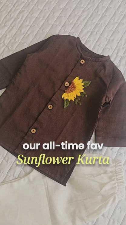 Newborn Choco Brown Kurta Set - Sunflower