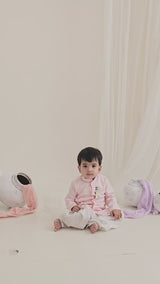 Baby Boy Embroidered Light Pink Kurta paired with Pajama Pants - Tiny Train